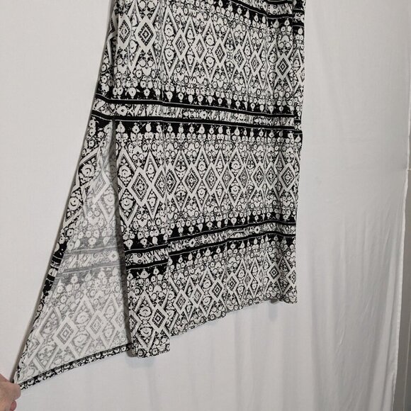 Black & White Print, Stretch Knit Pull-On Straight Maxi Skirt; Size 14W - Picture 2 of 6